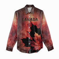 Personalized Canada Maple Leaf Women Casual Shirt Red Galaxy Style - Wonder Print Shop
