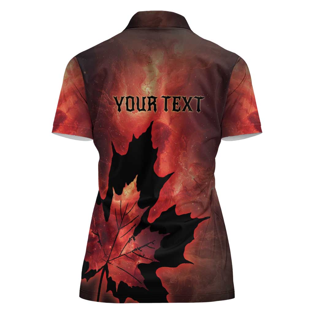 Personalized Canada Maple Leaf Women Polo Shirt Red Galaxy Style - Wonder Print Shop
