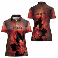 Personalized Canada Maple Leaf Women Polo Shirt Red Galaxy Style - Wonder Print Shop