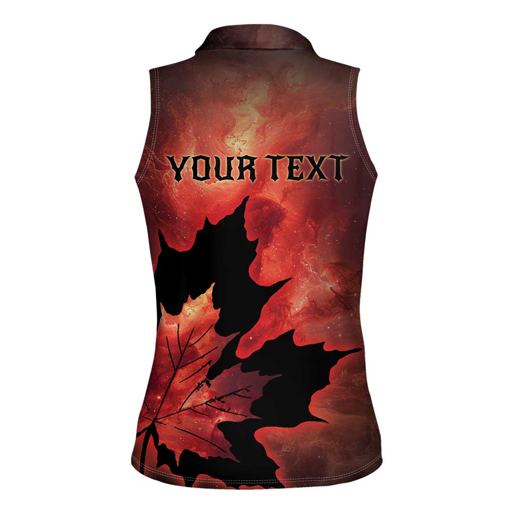 Personalized Canada Maple Leaf Women Sleeveless Polo Shirt Red Galaxy Style - Wonder Print Shop