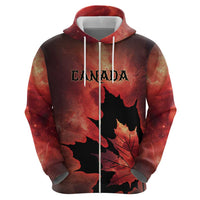 Personalized Canada Maple Leaf Zip Hoodie Red Galaxy Style - Wonder Print Shop