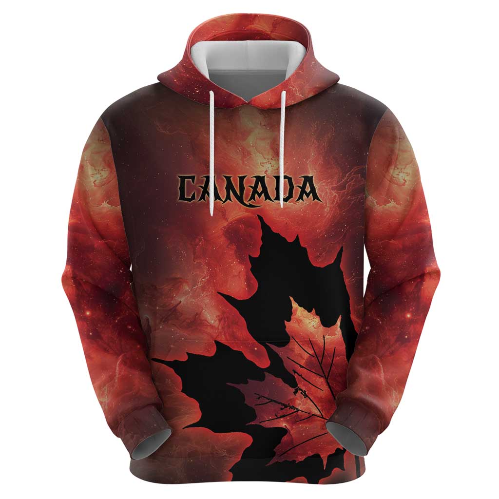 Personalized Canada Maple Leaf Zip Hoodie Red Galaxy Style - Wonder Print Shop