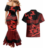 Canada Maple Leaf Couples Matching Mermaid Dress and Hawaiian Shirt Unique Style Red Version - Wonder Print Shop