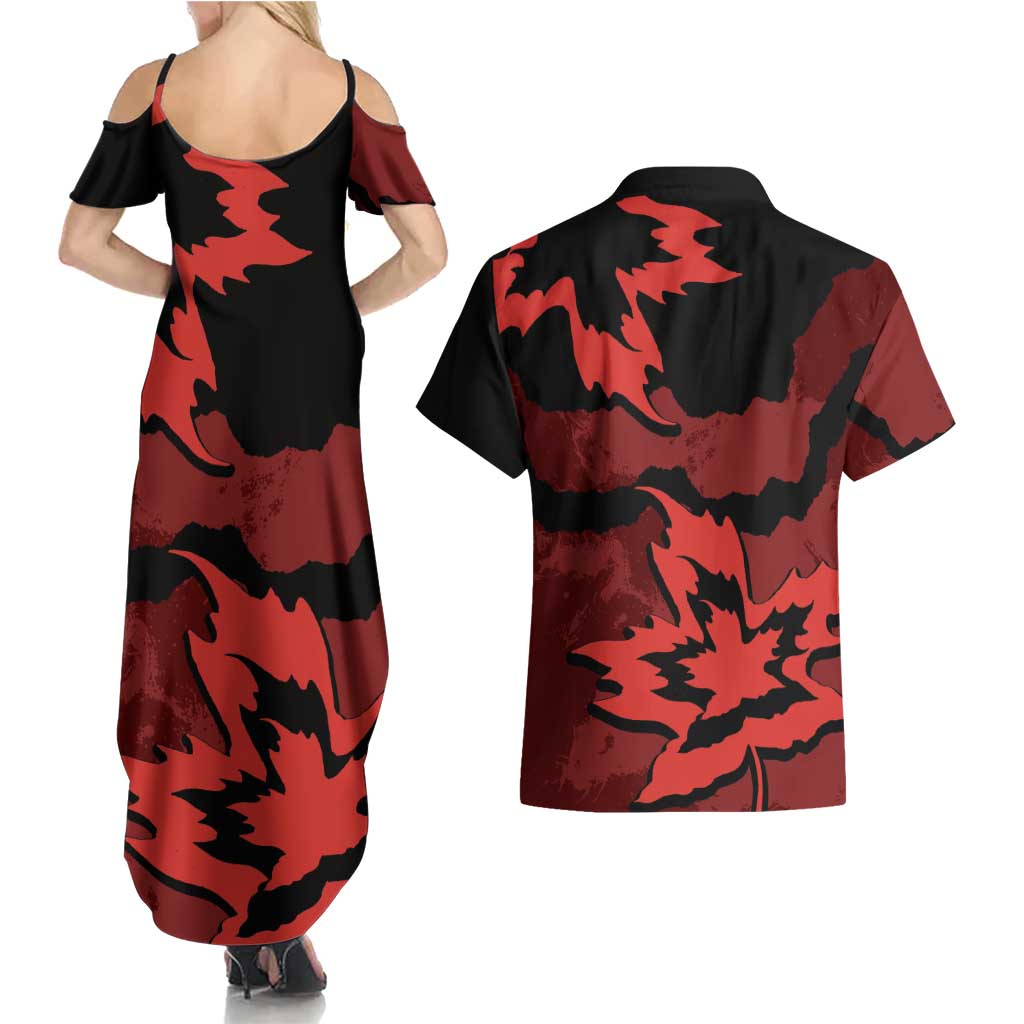 Canada Maple Leaf Couples Matching Summer Maxi Dress and Hawaiian Shirt Unique Style Red Version - Wonder Print Shop