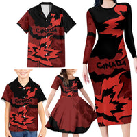 Canada Maple Leaf Family Matching Long Sleeve Bodycon Dress and Hawaiian Shirt Unique Style Red Version - Wonder Print Shop