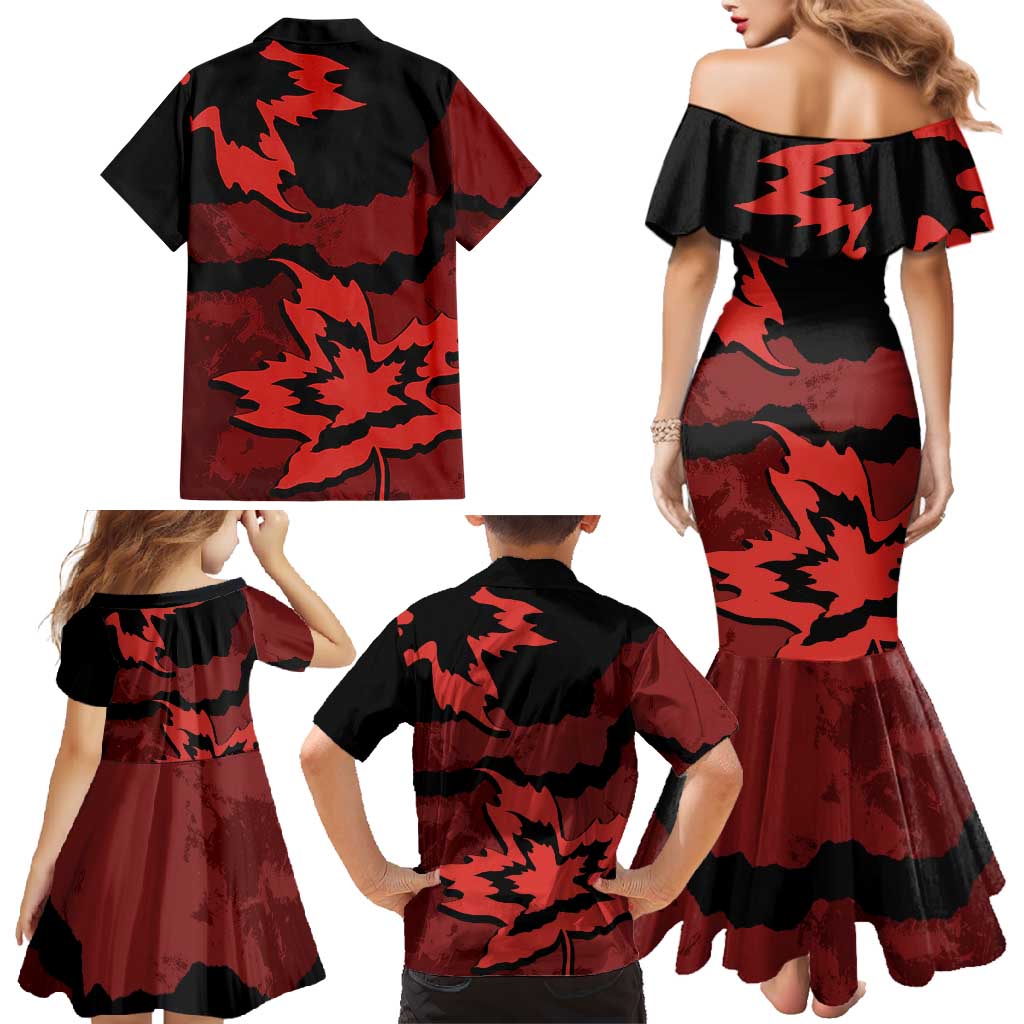Canada Maple Leaf Family Matching Mermaid Dress and Hawaiian Shirt Unique Style Red Version - Wonder Print Shop