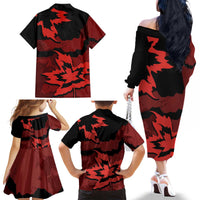 Canada Maple Leaf Family Matching Off The Shoulder Long Sleeve Dress and Hawaiian Shirt Unique Style Red Version - Wonder Print Shop