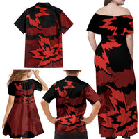 Canada Maple Leaf Family Matching Off Shoulder Maxi Dress and Hawaiian Shirt Unique Style Red Version - Wonder Print Shop