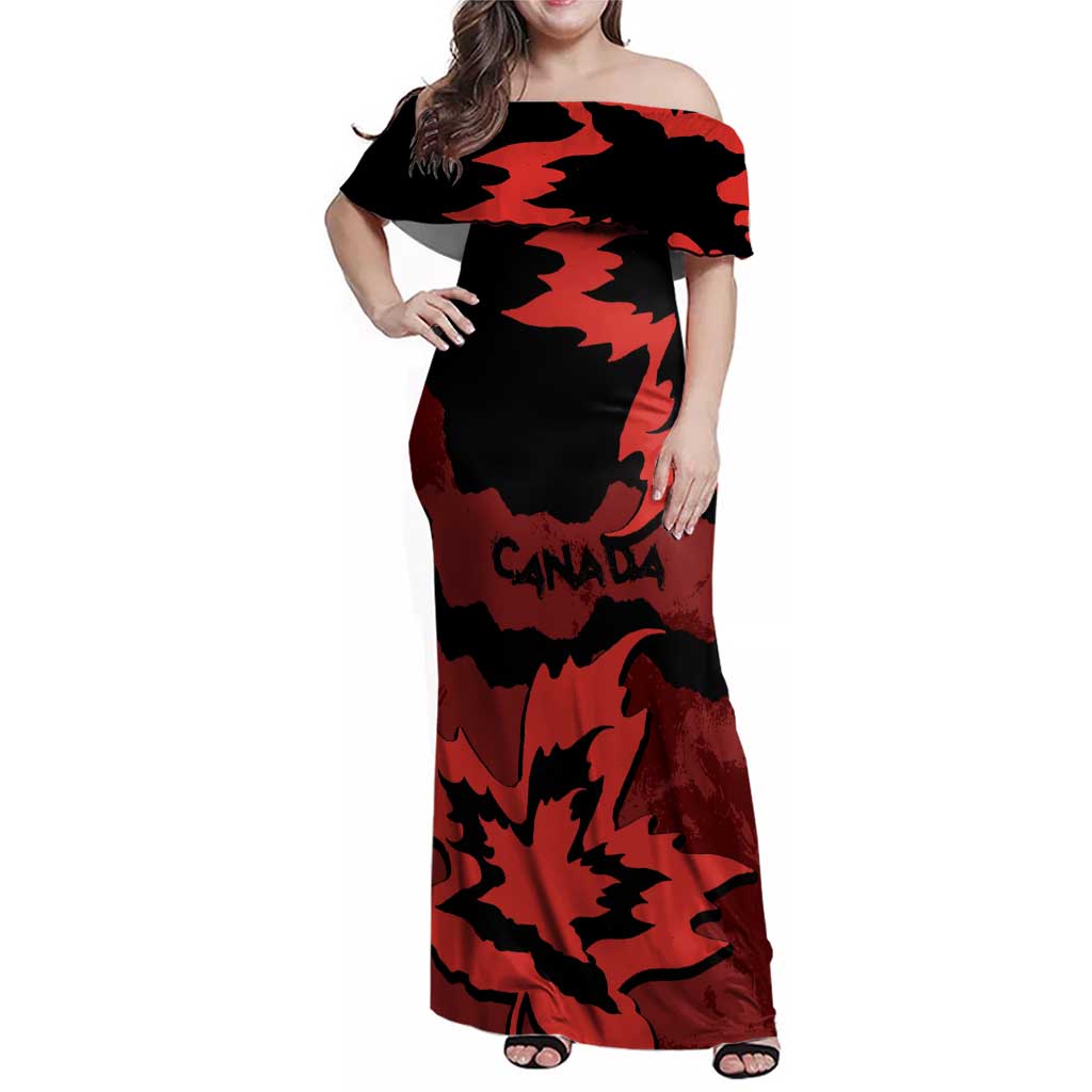 Canada Maple Leaf Family Matching Off Shoulder Maxi Dress and Hawaiian Shirt Unique Style Red Version - Wonder Print Shop