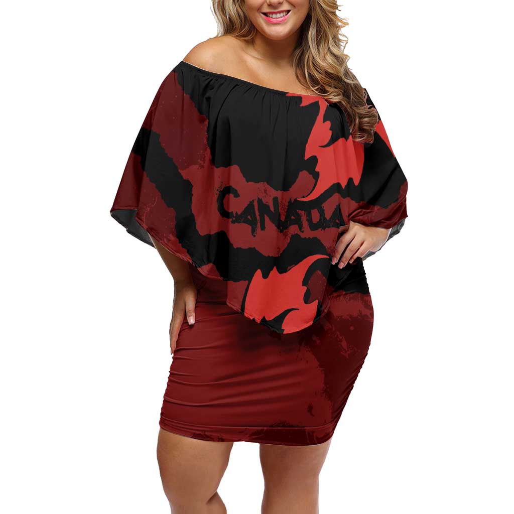 Canada Maple Leaf Family Matching Off Shoulder Short Dress and Hawaiian Shirt Unique Style Red Version - Wonder Print Shop