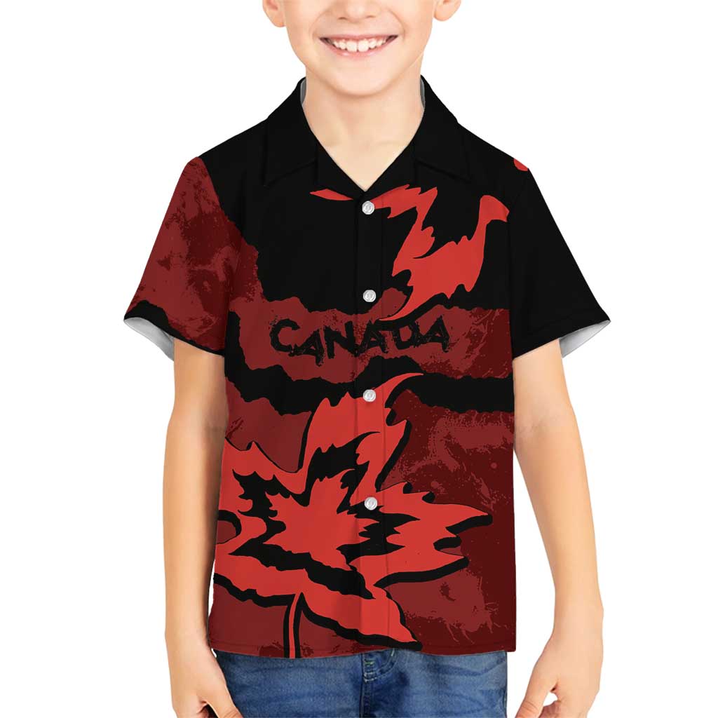 Canada Maple Leaf Family Matching Off Shoulder Short Dress and Hawaiian Shirt Unique Style Red Version - Wonder Print Shop