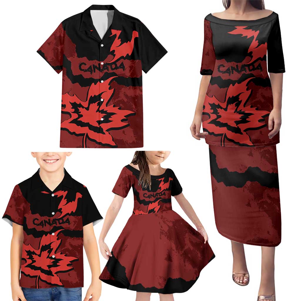 Canada Maple Leaf Family Matching Puletasi and Hawaiian Shirt Unique Style Red Version - Wonder Print Shop