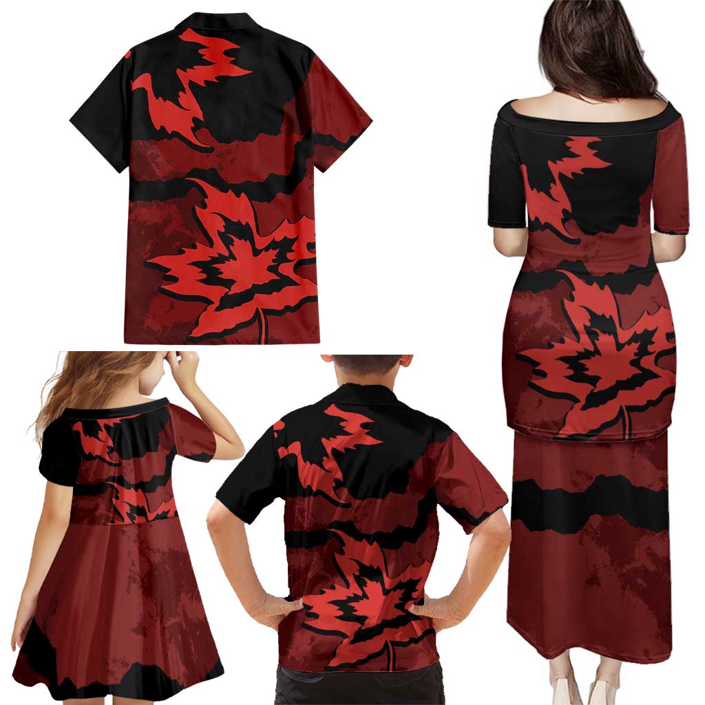 Canada Maple Leaf Family Matching Puletasi and Hawaiian Shirt Unique Style Red Version - Wonder Print Shop