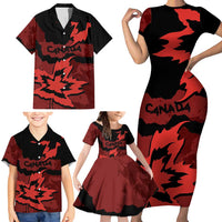 Canada Maple Leaf Family Matching Short Sleeve Bodycon Dress and Hawaiian Shirt Unique Style Red Version - Wonder Print Shop