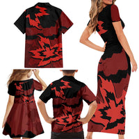 Canada Maple Leaf Family Matching Short Sleeve Bodycon Dress and Hawaiian Shirt Unique Style Red Version - Wonder Print Shop