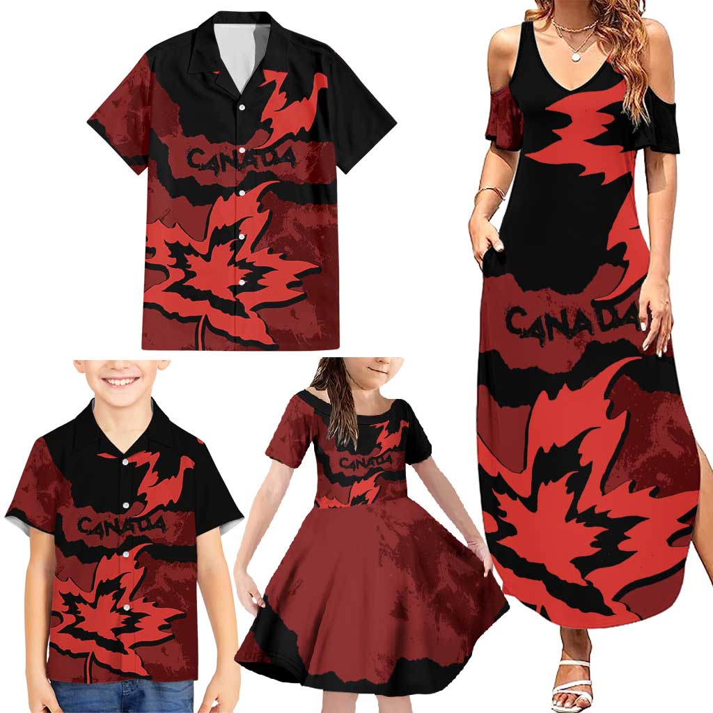 Canada Maple Leaf Family Matching Summer Maxi Dress and Hawaiian Shirt Unique Style Red Version - Wonder Print Shop