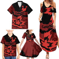 Canada Maple Leaf Family Matching Summer Maxi Dress and Hawaiian Shirt Unique Style Red Version - Wonder Print Shop