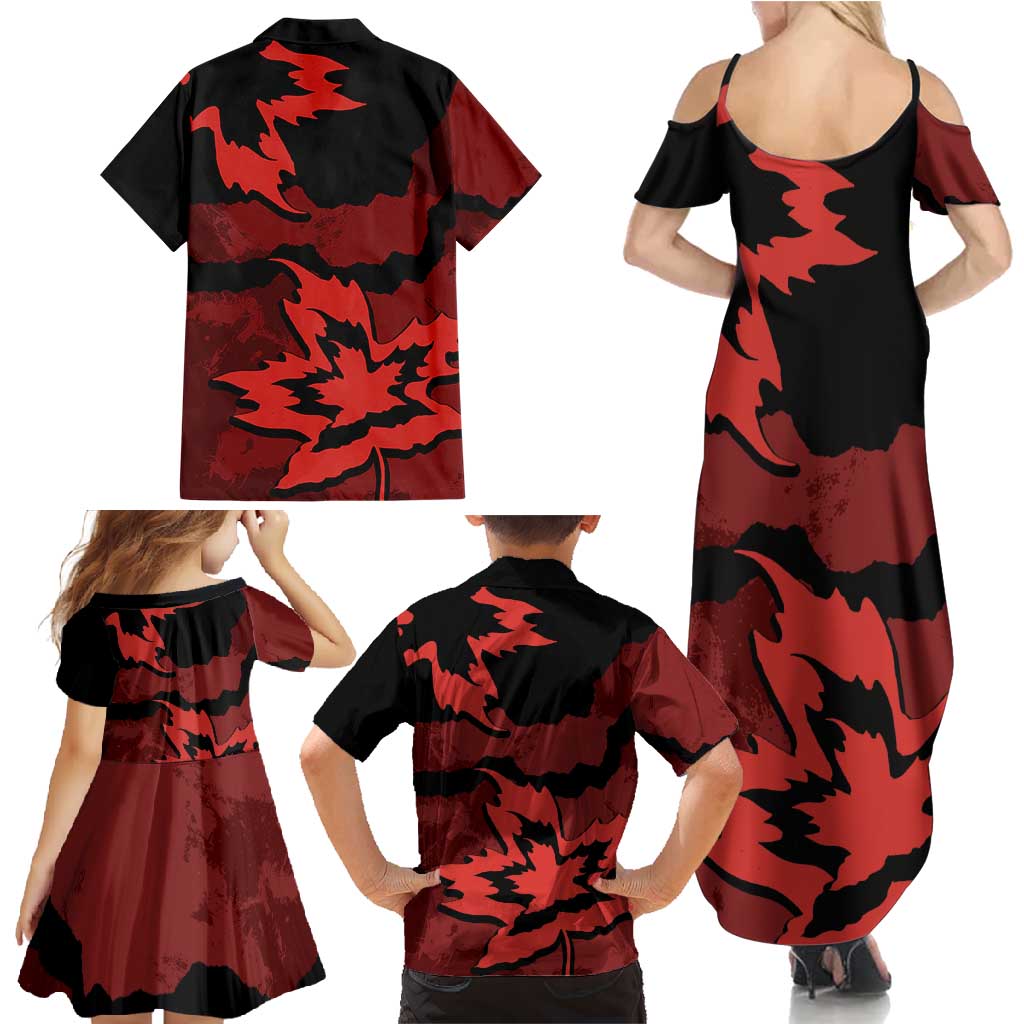 Canada Maple Leaf Family Matching Summer Maxi Dress and Hawaiian Shirt Unique Style Red Version - Wonder Print Shop