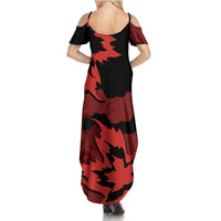 Canada Maple Leaf Family Matching Summer Maxi Dress and Hawaiian Shirt Unique Style Red Version - Wonder Print Shop