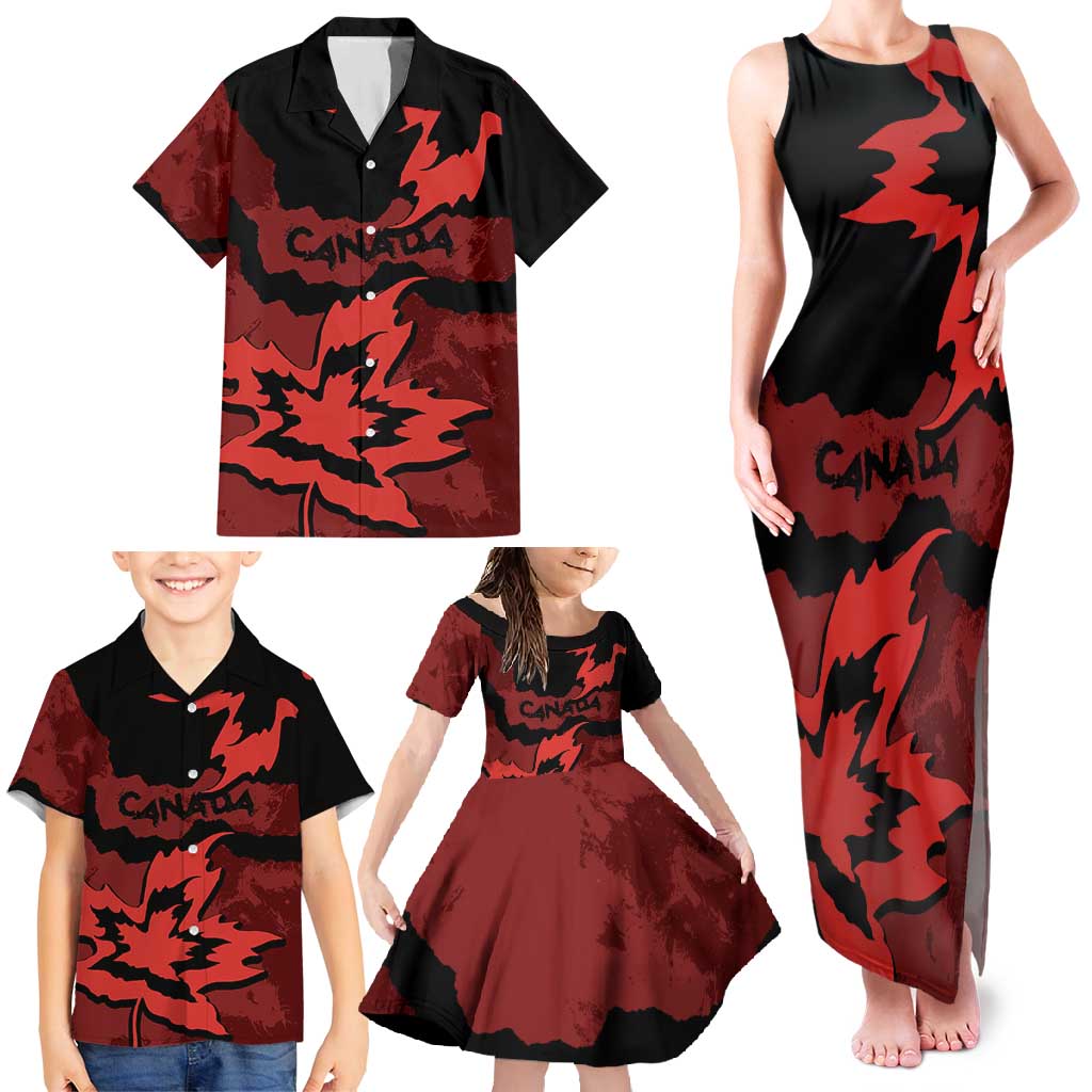 Canada Maple Leaf Family Matching Tank Maxi Dress and Hawaiian Shirt Unique Style Red Version - Wonder Print Shop