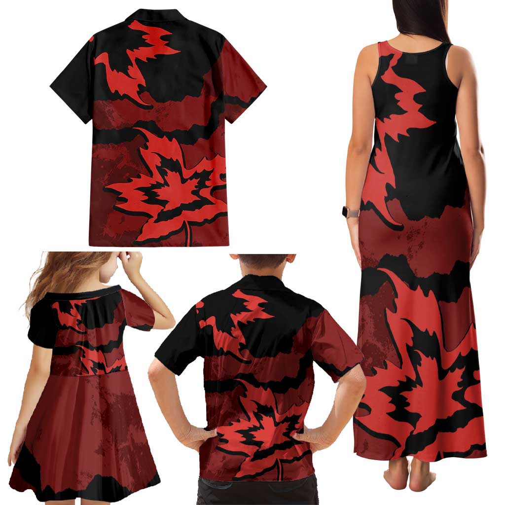 Canada Maple Leaf Family Matching Tank Maxi Dress and Hawaiian Shirt Unique Style Red Version - Wonder Print Shop