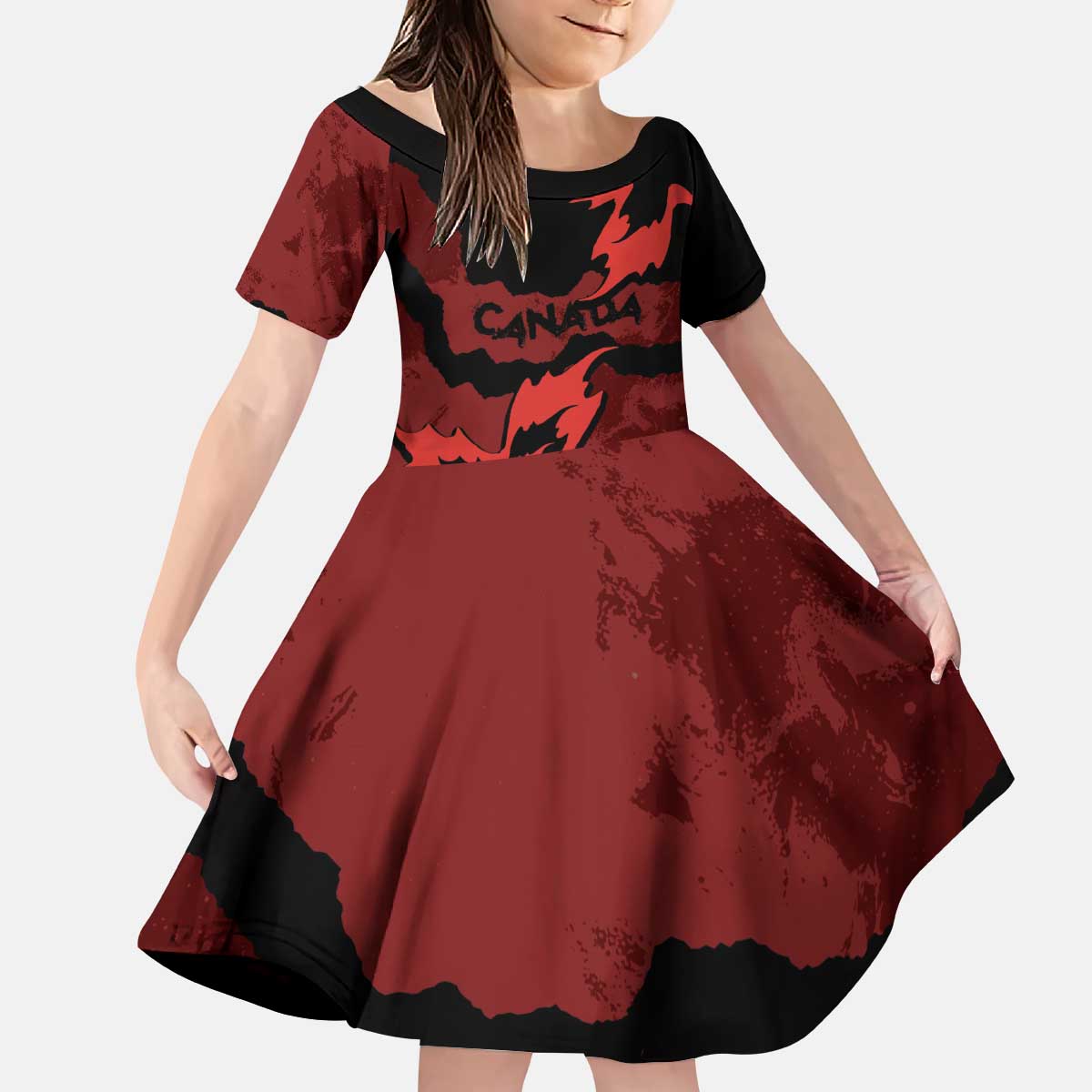 Canada Maple Leaf Kid Short Sleeve Dress Unique Style Red Version - Wonder Print Shop
