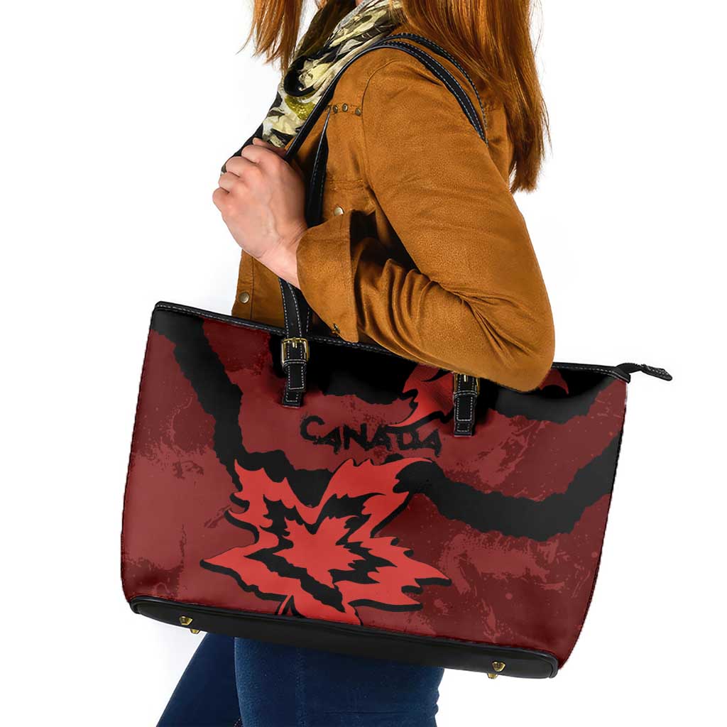 Canada Maple Leaf Leather Tote Bag Unique Style Red Version - Wonder Print Shop