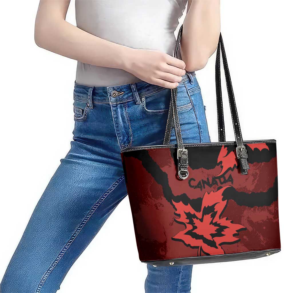 Canada Maple Leaf Leather Tote Bag Unique Style Red Version - Wonder Print Shop