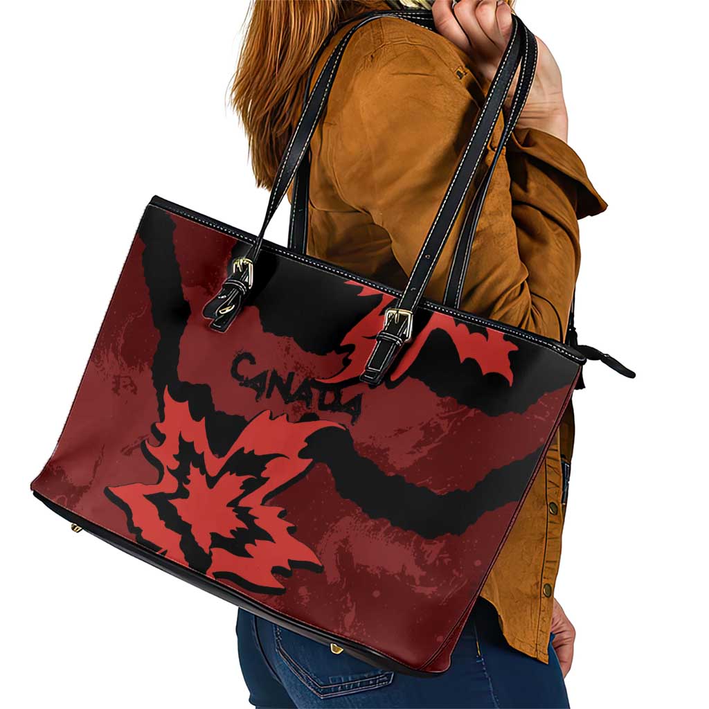 Canada Maple Leaf Leather Tote Bag Unique Style Red Version - Wonder Print Shop