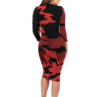 Canada Maple Leaf Long Sleeve Bodycon Dress Unique Style Red Version - Wonder Print Shop