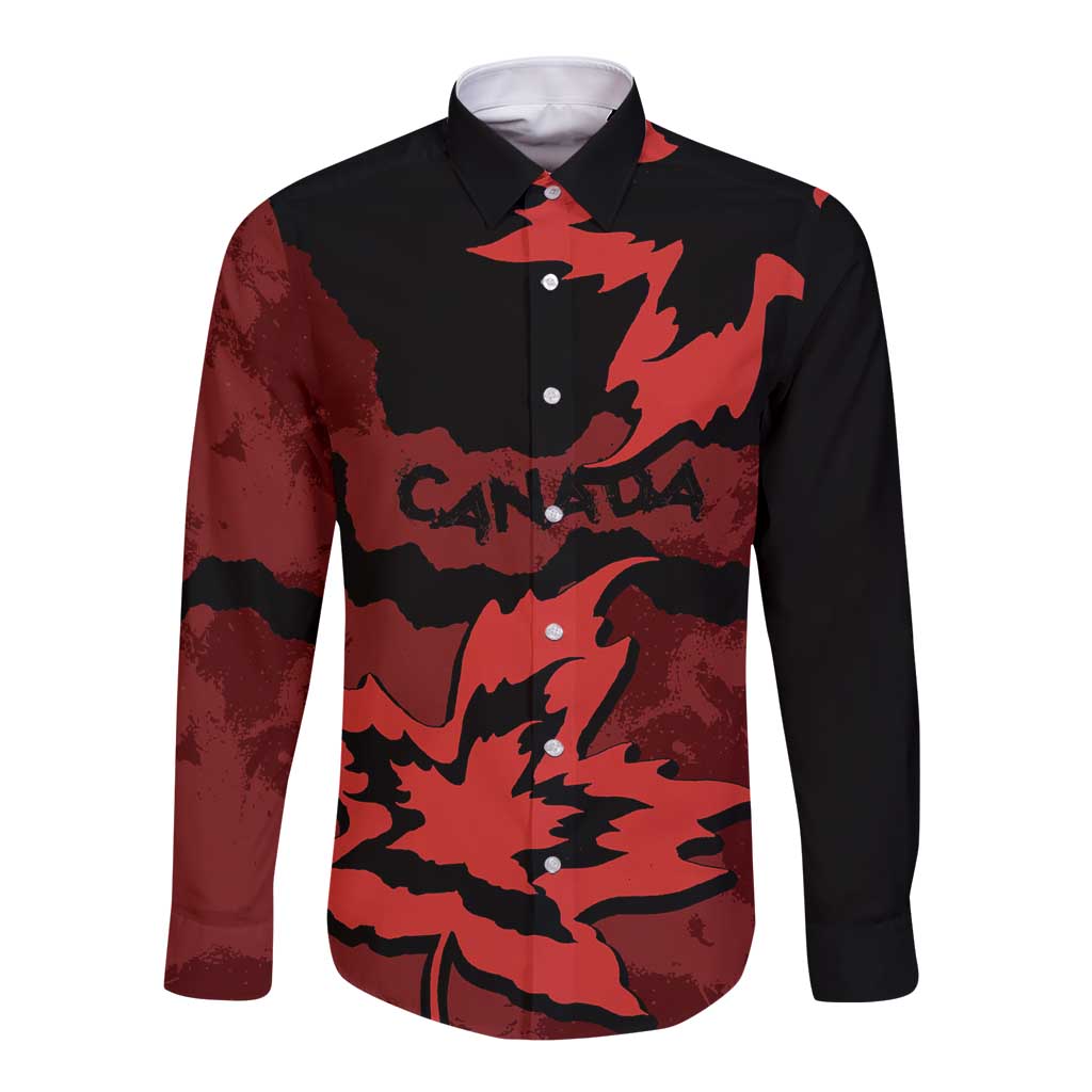 Canada Maple Leaf Long Sleeve Button Shirt Unique Style Red Version - Wonder Print Shop