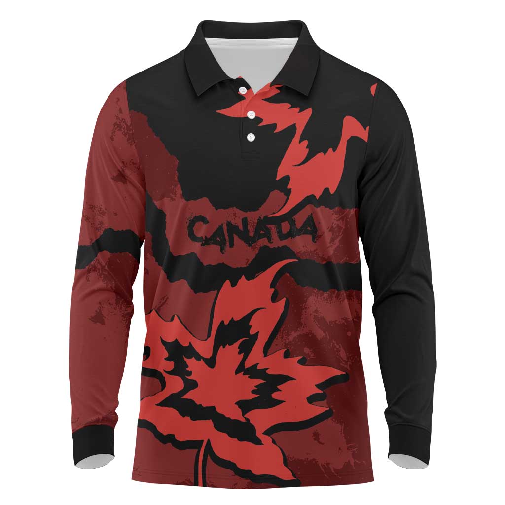 Canada Maple Leaf Long Sleeve Polo Shirt Unique Style Red Version - Wonder Print Shop