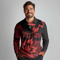 Canada Maple Leaf Long Sleeve Polo Shirt Unique Style Red Version - Wonder Print Shop