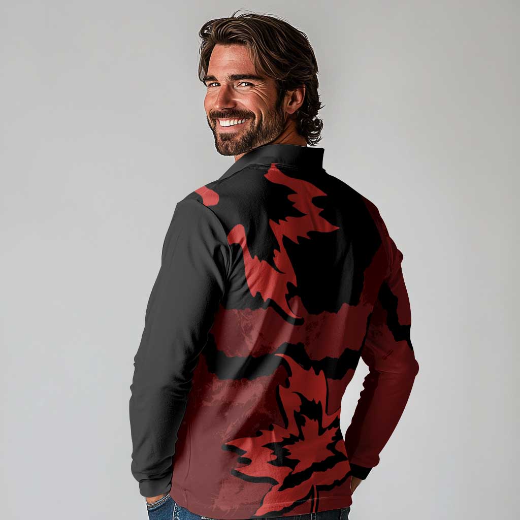 Canada Maple Leaf Long Sleeve Polo Shirt Unique Style Red Version - Wonder Print Shop