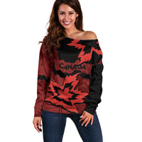 Canada Maple Leaf Off Shoulder Sweater Unique Style Red Version - Wonder Print Shop