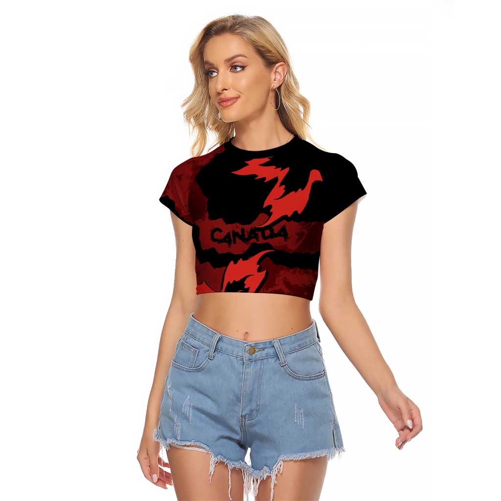 Canada Maple Leaf Raglan Cropped T Shirt Unique Style Red Version - Wonder Print Shop