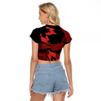 Canada Maple Leaf Raglan Cropped T Shirt Unique Style Red Version - Wonder Print Shop