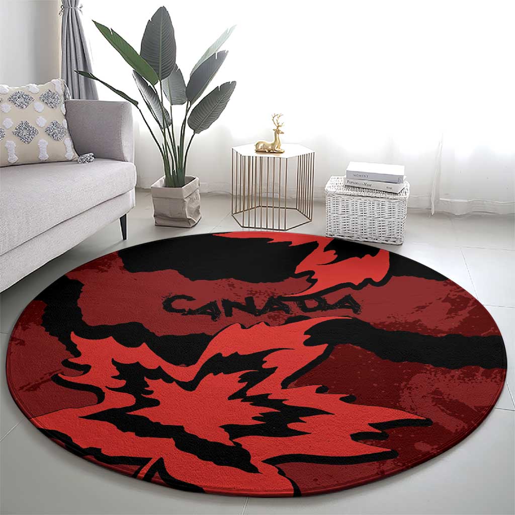 Canada Maple Leaf Round Carpet Unique Style Red Version - Wonder Print Shop