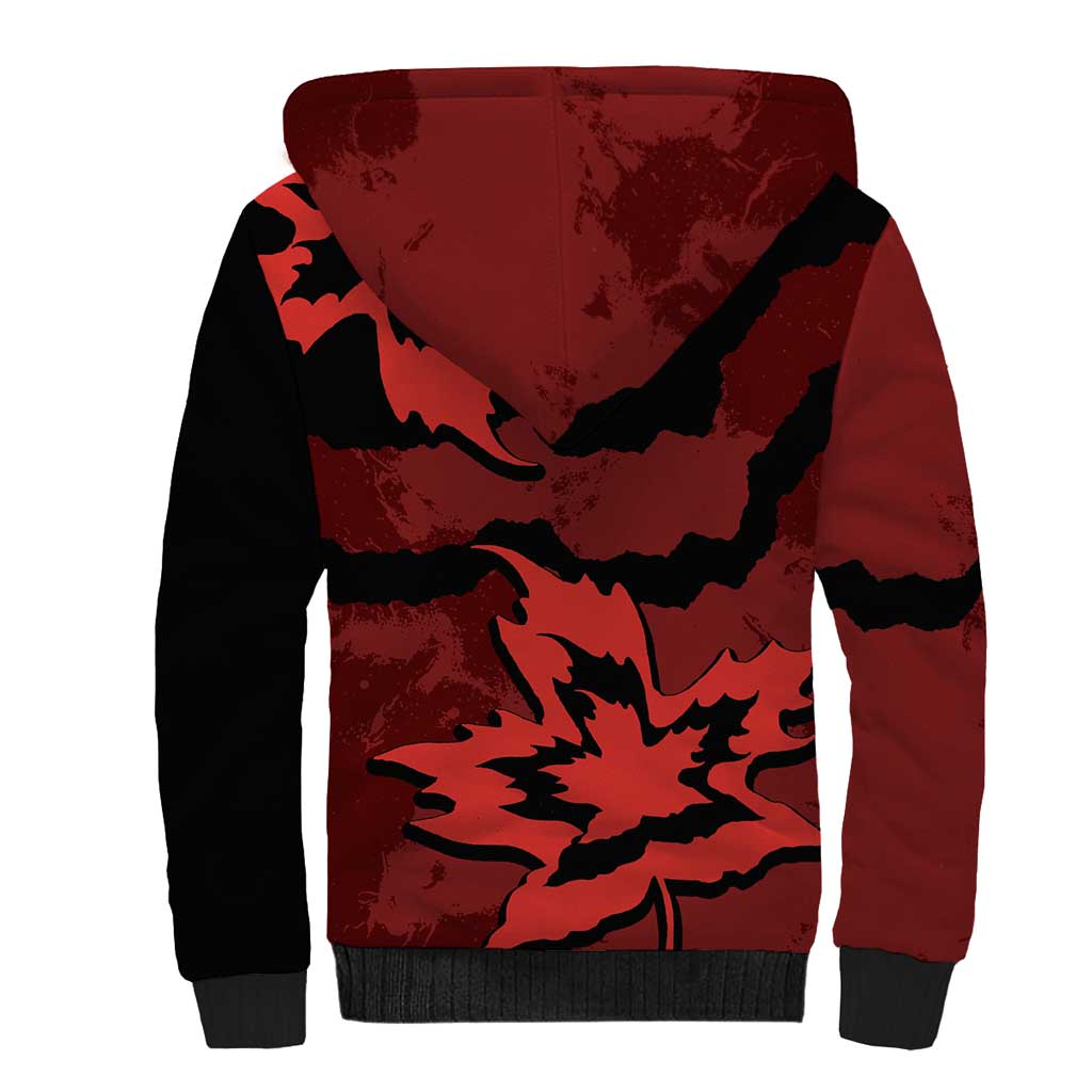 Canada Maple Leaf Sherpa Hoodie Unique Style Red Version - Wonder Print Shop