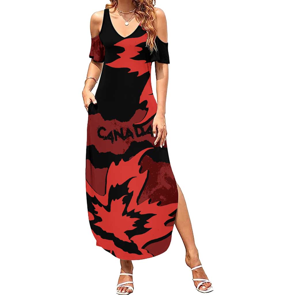 Canada Maple Leaf Summer Maxi Dress Unique Style Red Version - Wonder Print Shop