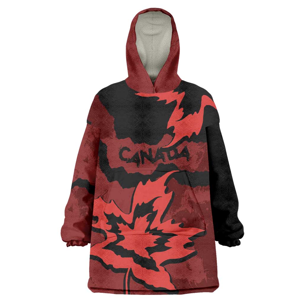 Canada Maple Leaf Wearable Blanket Hoodie Unique Style Red Version - Wonder Print Shop
