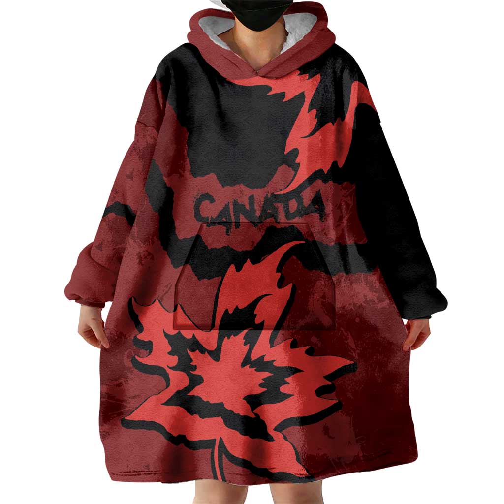 Canada Maple Leaf Wearable Blanket Hoodie Unique Style Red Version - Wonder Print Shop
