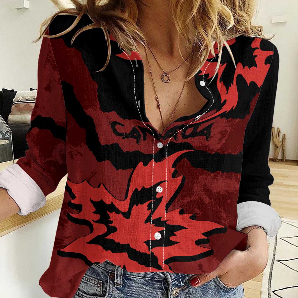 Canada Maple Leaf Women Casual Shirt Unique Style Red Version - Wonder Print Shop