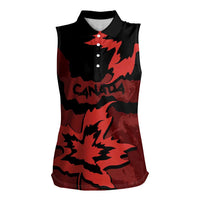 Canada Maple Leaf Women Sleeveless Polo Shirt Unique Style Red Version - Wonder Print Shop