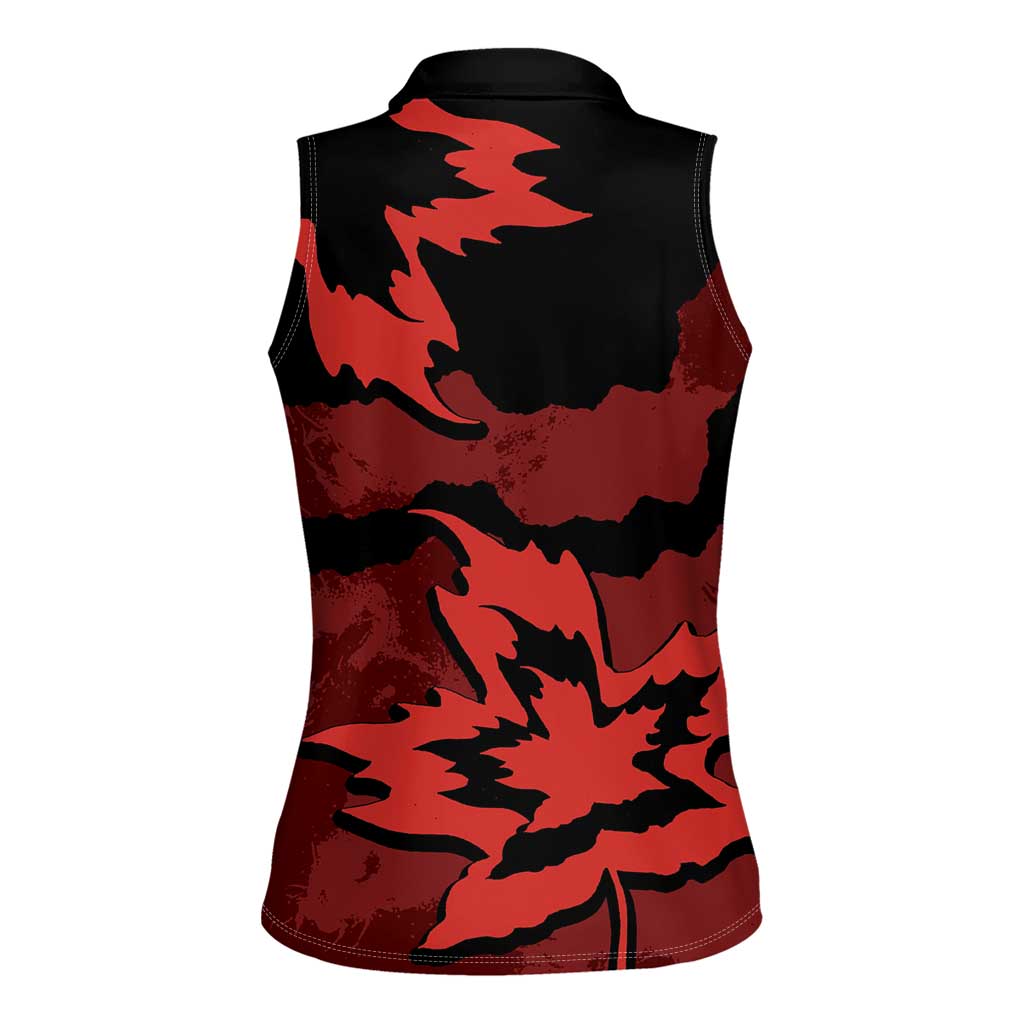 Canada Maple Leaf Women Sleeveless Polo Shirt Unique Style Red Version - Wonder Print Shop