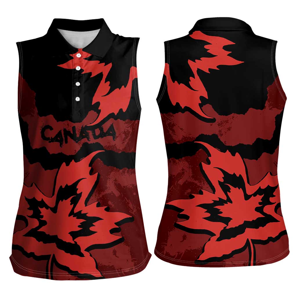Canada Maple Leaf Women Sleeveless Polo Shirt Unique Style Red Version - Wonder Print Shop