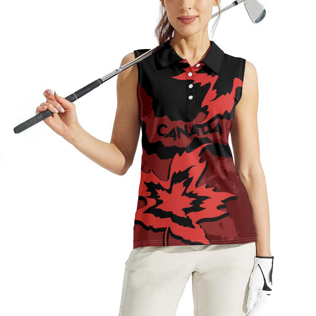Canada Maple Leaf Women Sleeveless Polo Shirt Unique Style Red Version - Wonder Print Shop