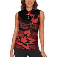Canada Maple Leaf Women Sleeveless Polo Shirt Unique Style Red Version - Wonder Print Shop