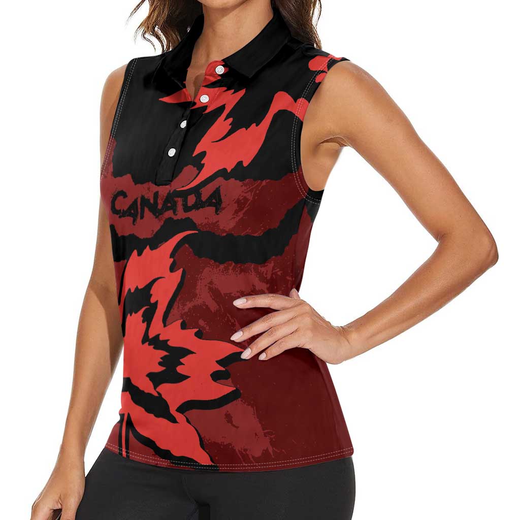 Canada Maple Leaf Women Sleeveless Polo Shirt Unique Style Red Version - Wonder Print Shop