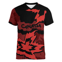 Canada Maple Leaf Women V-Neck T-Shirt Unique Style Red Version - Wonder Print Shop